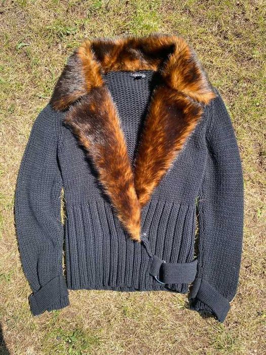 Sweterek damski vintage futerko Avant Garde czarny coquette S