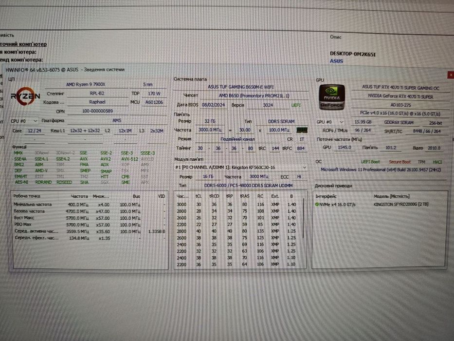 Ігровий ПК Ryzen 9 7900X + RTX 4070 Ti SUPER 16GB / 32GB DDR5 / 2TB