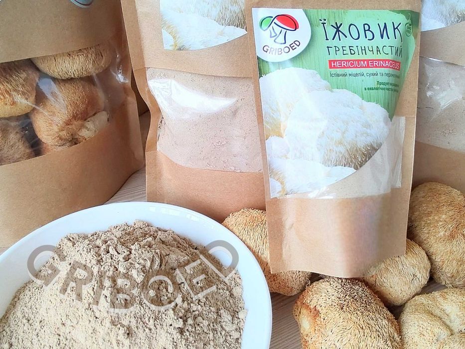 Гриб Їжовик гребінчастий (міцелій) -400 грам. Висушений і перемелений.