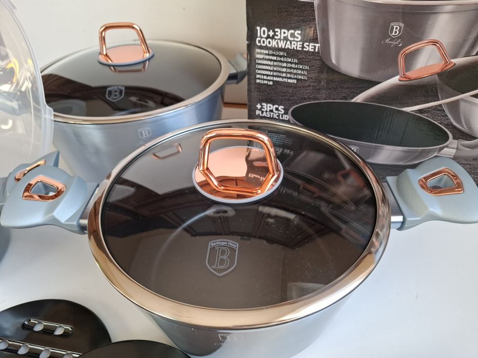 Berlinger Haus Moonlight zestaw garnków BH-7033 szaro-błękitny 10sztuk