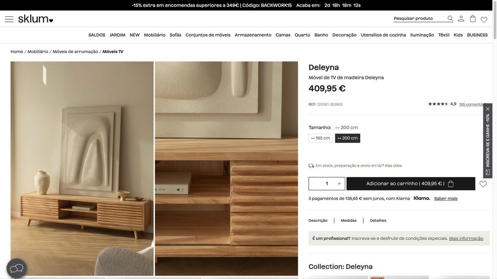 Móvel de TV de madeira - SKLUM - Como novo