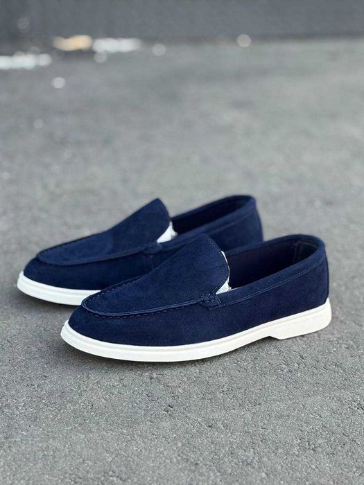 Чоловічі лофери замшеві темно-сині (41–45) весняне взуття