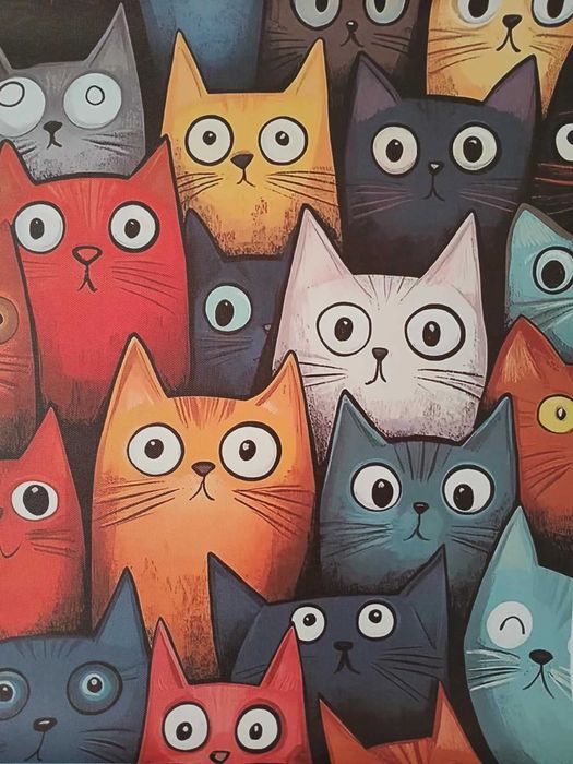 Kolorowy plakat z kotami fajny plakat do pokoju 30x40 Nowy