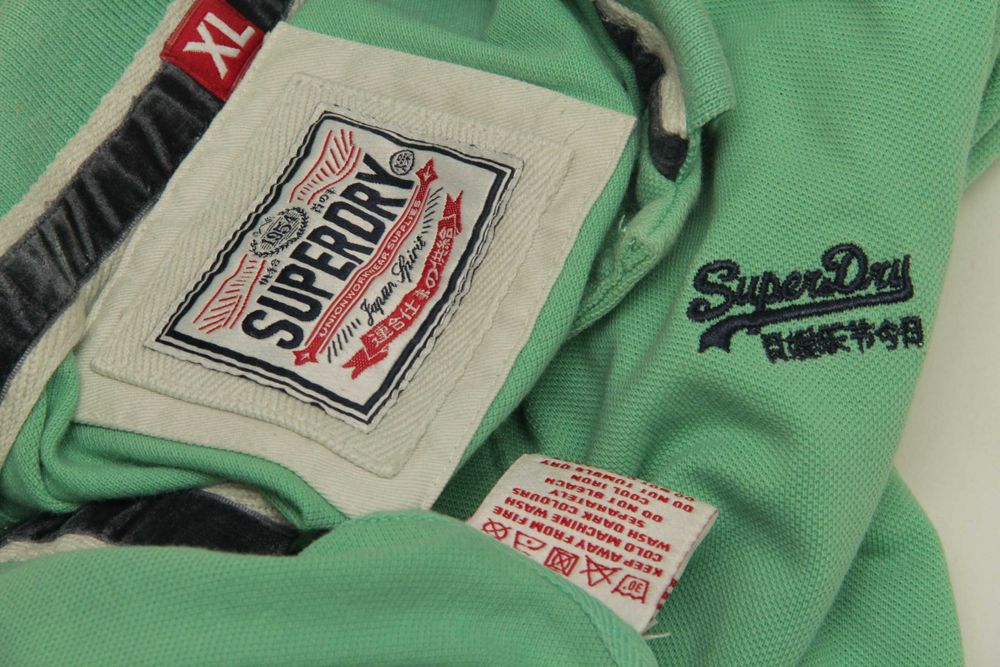 Superdry рр L-XL поло из хлопка пике Зеленый горошек
