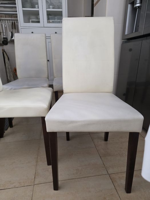 Cadeiras de Mesa em pele sintética creme