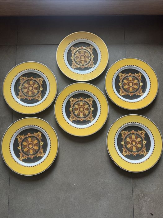 Conjunto 6 Pratos Versace Rosenthal "Barocco" – Detalhes em Ouro 24k (Originais/Novos)