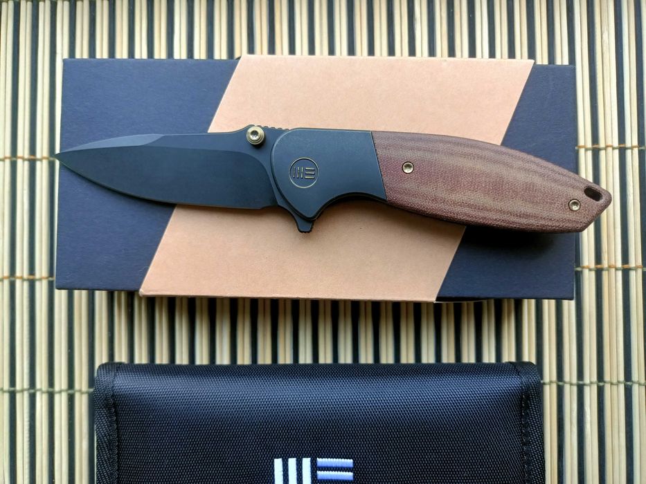We Knife Nitro Mini 20CV/Black Titanium, Brown Micarta
