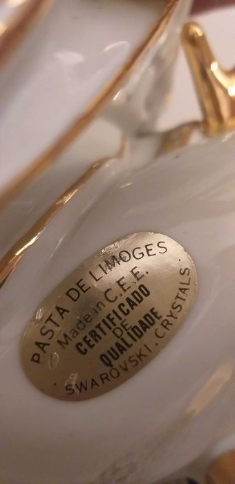 Estatueta Palhaço em Porcelana Italiana (Pasta Limoges, Ouro e Swarovski)