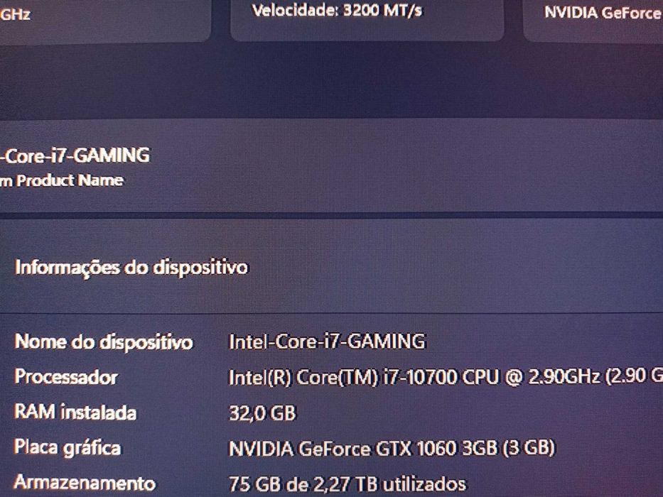 PC Gaming Intel i7-10700 . 16GB DDR4 , GTX Turbo 960 4GB , SSD NVMe 512 + 2TB
