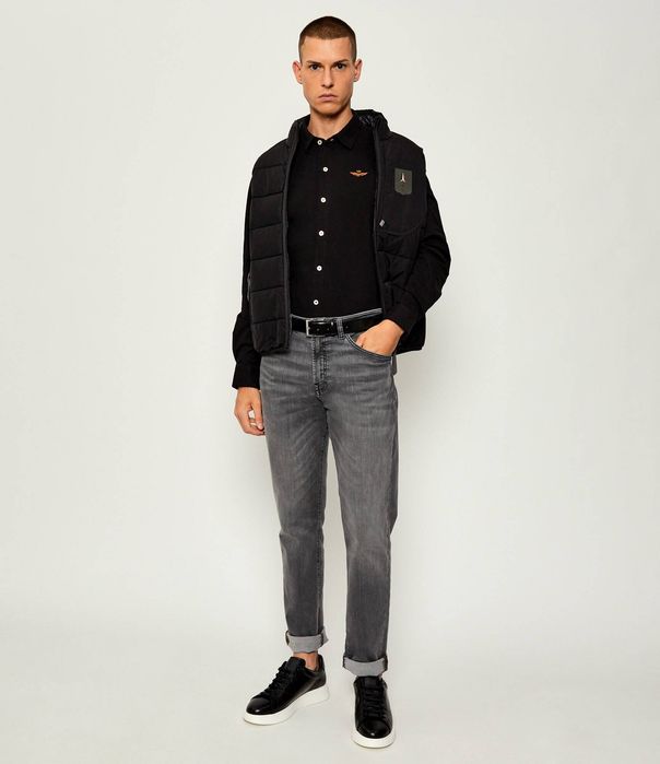 Aeronautica Militare koszula męska 252CA1265UP00342 – czarna, Regular Fit S