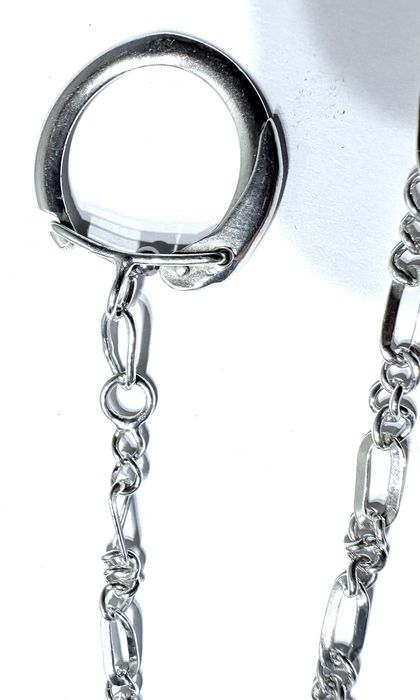 Fantástica invulgar corrente de relógio de bolso em prata contrastada - 53,5 cm