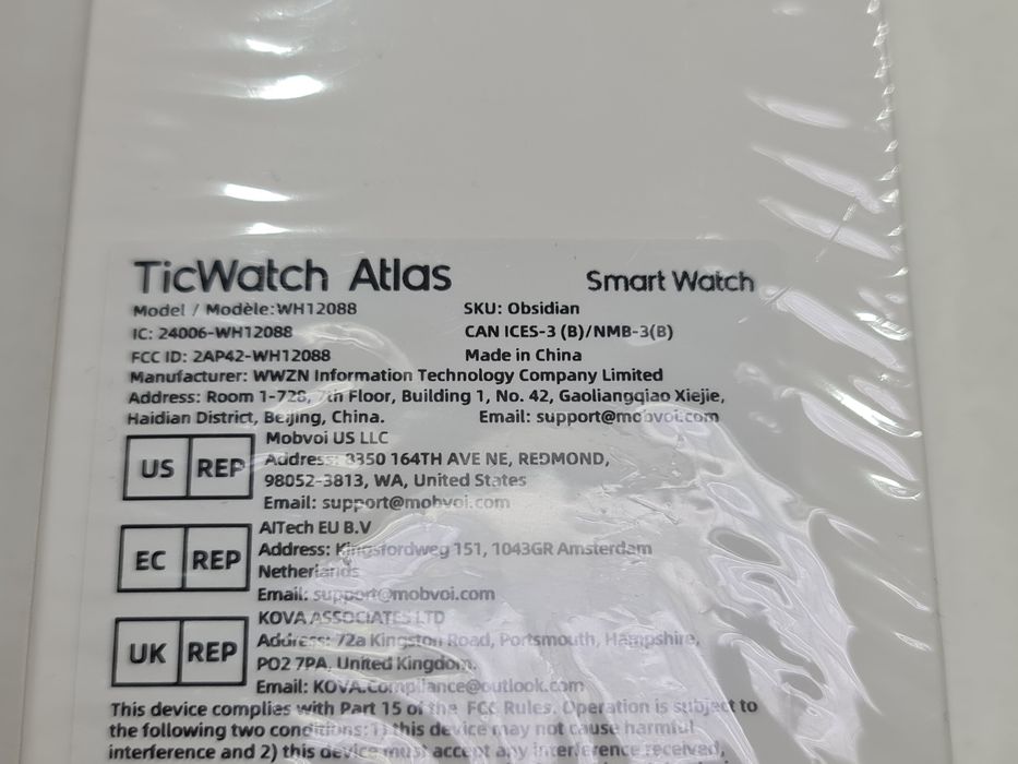 New Mobvoi TicWatch Atlas Obsidian WH12088