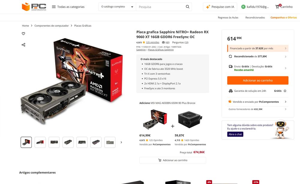 RX 9060 XT 16GB saphire nitro+ oc