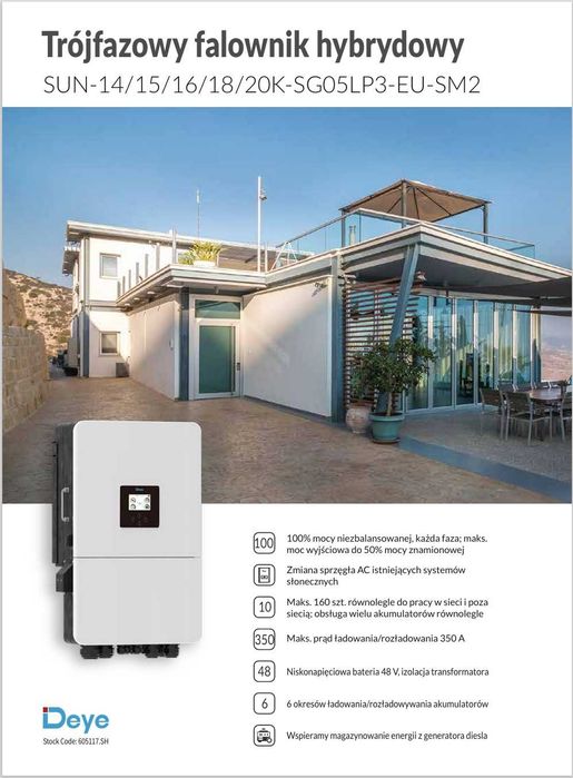 Falownik Inwerter Hybrydowy Deye SUN-15K-SG05LP3-EU-SM2 Cena Brutto