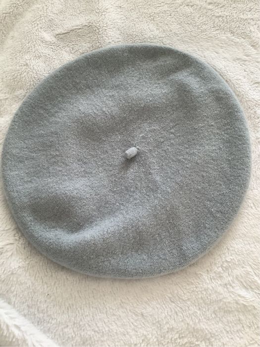 Nowy błękitny szaroniebieski beret wełniany Fezko 100% wełna