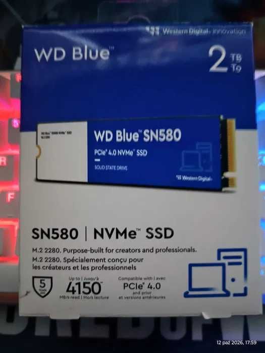Dysk SSD WD Blue SN580 2TB NVMe PCIe 4.0 | Stan 100% | Gwarancja do 2030!