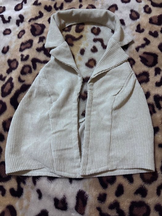 Stylowy sztruksowy top z kołnierzykiem halter / gorset na haftki XS