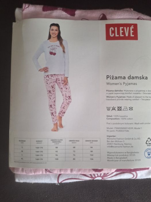Piżama damska długi rękaw L