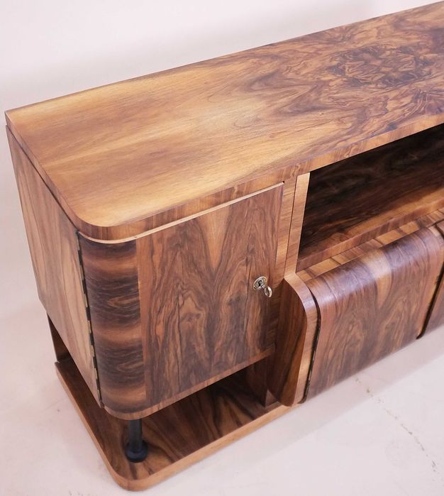 ART DECO, mała komoda, barek, RTV retro, vintage, orzech, renowacja