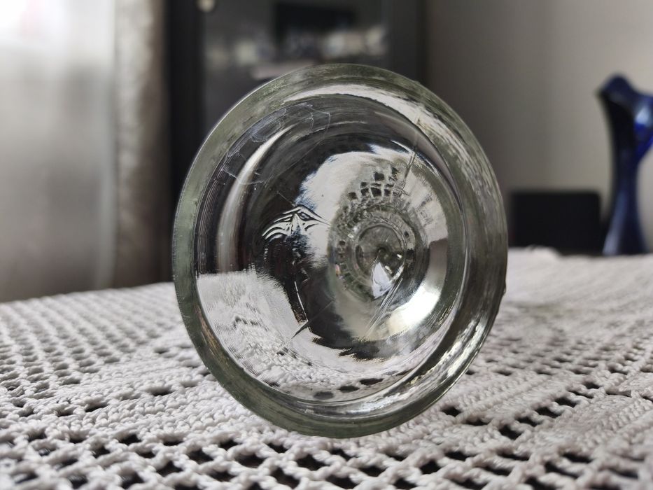 Szklany świecznik retro PRL