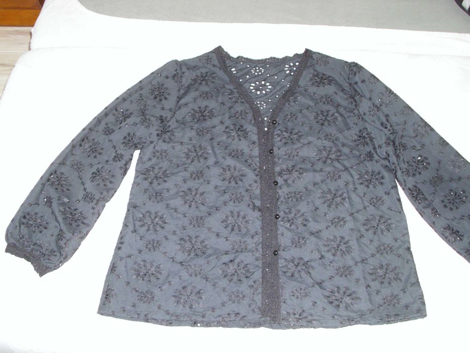 bluzka ażurowa haftowana koronowa czarna nowa XL wyprzedaż tekstyliów