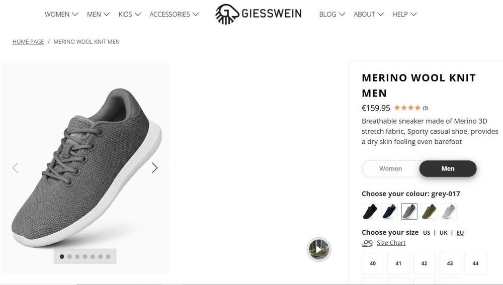 Кросівки з мериносової вовни GIESSWEIN 42 р. Оригінал