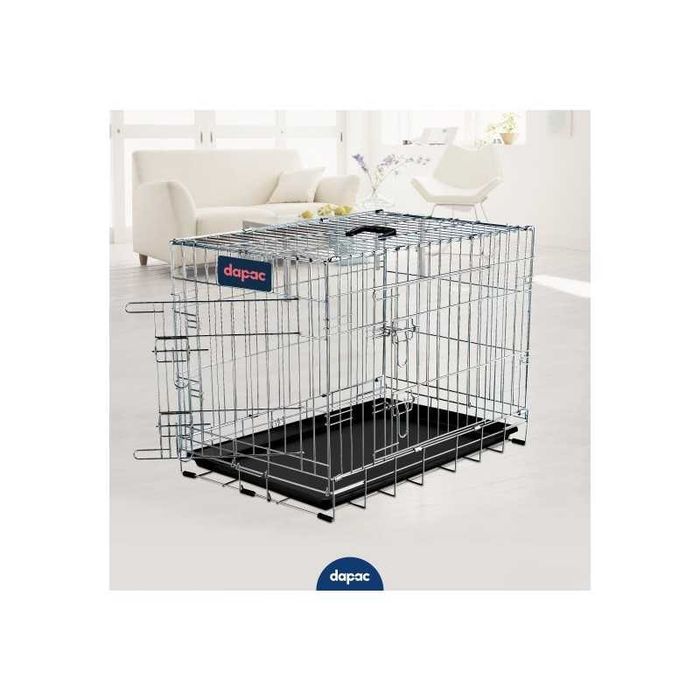 Jaula Dobrável Dupla para Animal de Estimação – Compacta, Segura e Fácil de Transportar 48x30x38