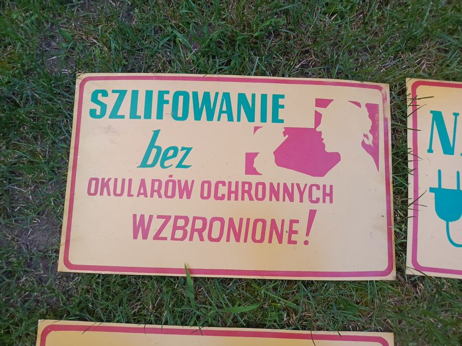 Stare metalowe tablice informacyjne PRL oryginał