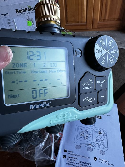 RAINPOINT 3-зонний таймер для поливу з латунним впускним отвором