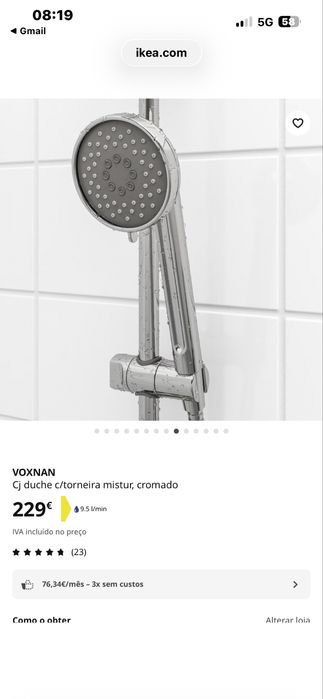 VOXNAN Cj duche c/torneira mistur, cromado