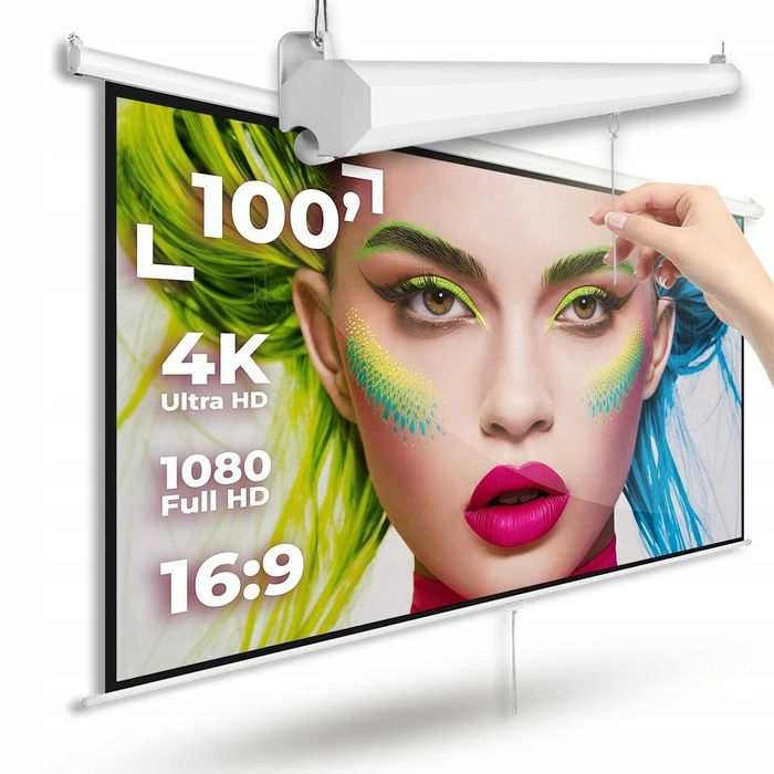 Підвісний екран для проектора 100 дюймів. 213x120 см. Проекційний екран DNA. Подвесной экран. Проекционный экран