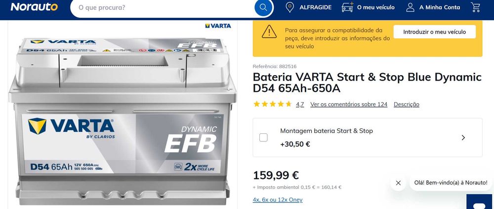 Bateria VARTA Start-Stop Blue Dynamic D54 65Ah 650A – Nova