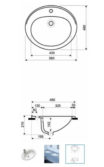 Nowa nieużywana Umywalka Koło wpuszczana w blat 56x48