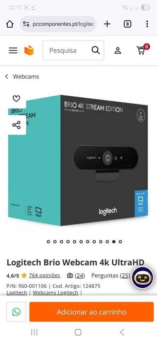 Logitech Brio 4K como nova, ainda com plástico proteção