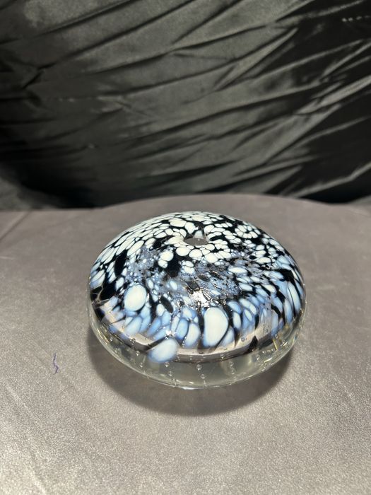 Szklany flakon artystyczny – styl Murano – mozaika błękitno-czarna