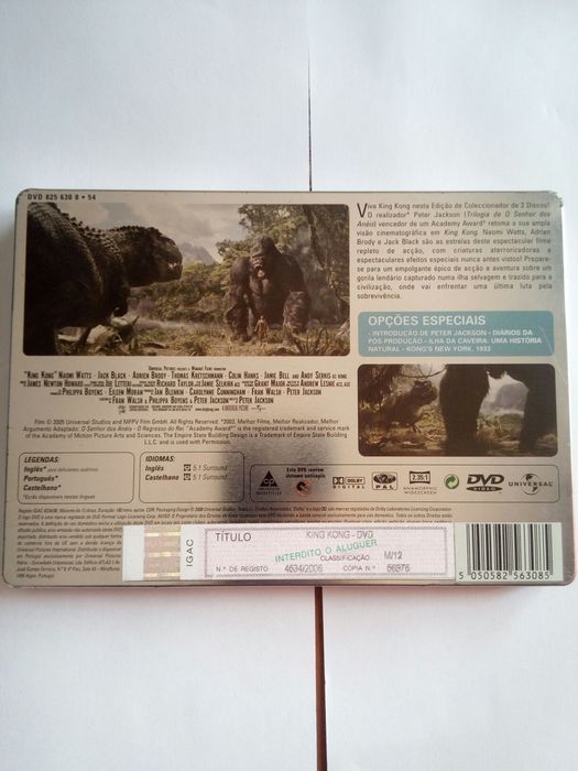 2 DVD "King Kong" (Edição Coleccionador) caixa metal