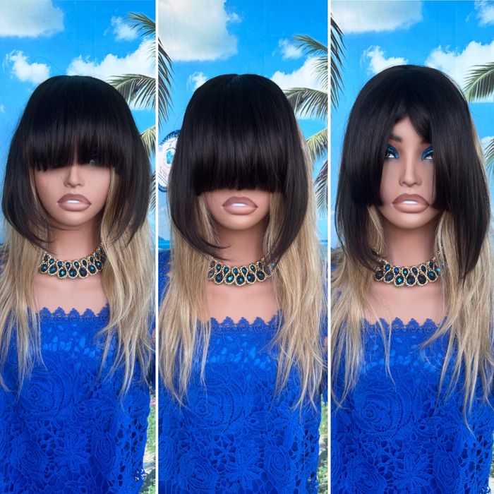 Натуральная накладка топпер чёлка славянка детские чёрные волосы