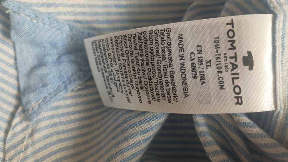 Koszula męska w paski Tom Tailor XL/len& bawełna/ Regular Fit