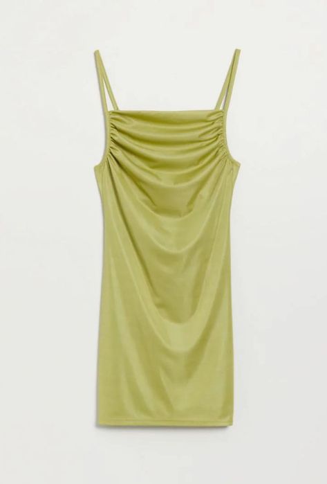 Błyszcząca sukienka mini na ramiączkach zielona