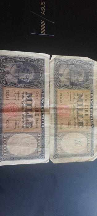 Dwa banknoty 1000 lirów 1947 rok