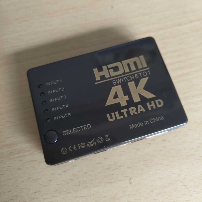 Switch HDMI com controle remoto IR 5 Entradas