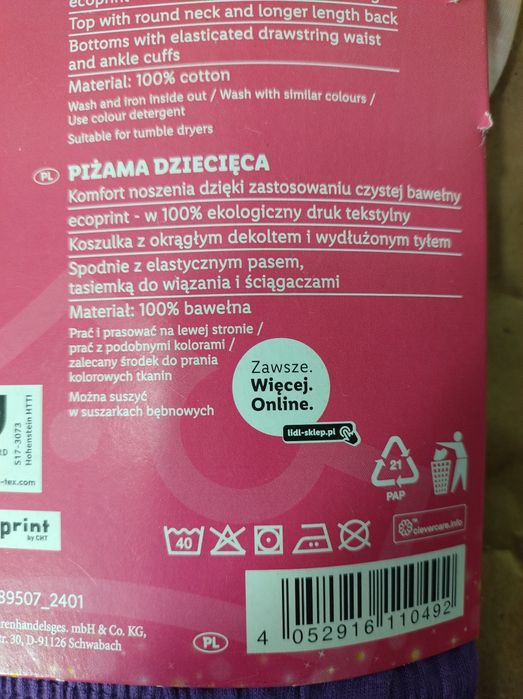 Piżama dziewczęca 110/116 Disney Princess