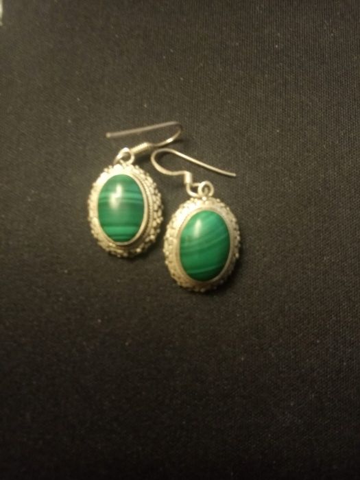 Índia: Brincos Prata e Malaquita
