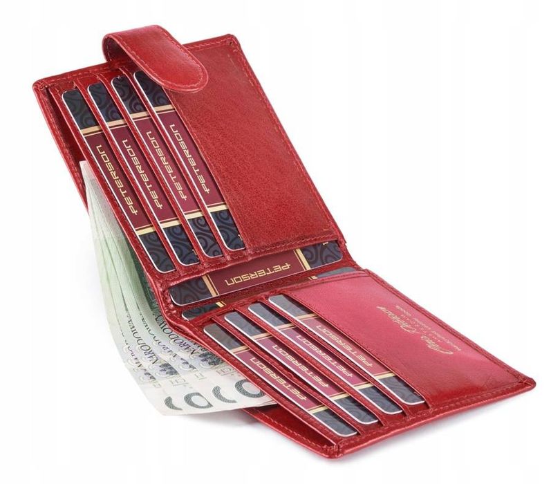 cienki skórzany portfel męski z zapięciem - peterson