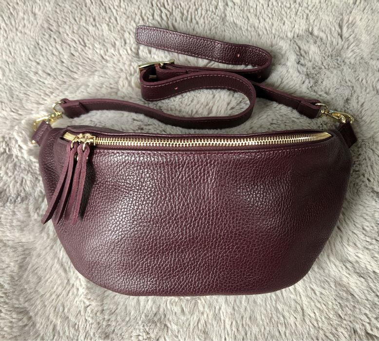 Nerka torebka bordo skóra naturalna Włoska - nowa