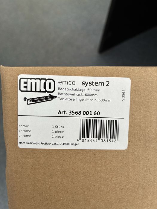 Emco System 2 Pótka na ręczniki z wieszakiem 65x23,2x10,2 cm chrom