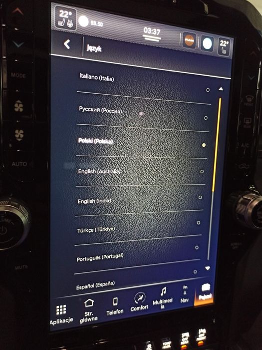 Polskie Menu Uconnect 8.4 12 Chrysler Dodge Jeep LAMPY USA EU MAPA