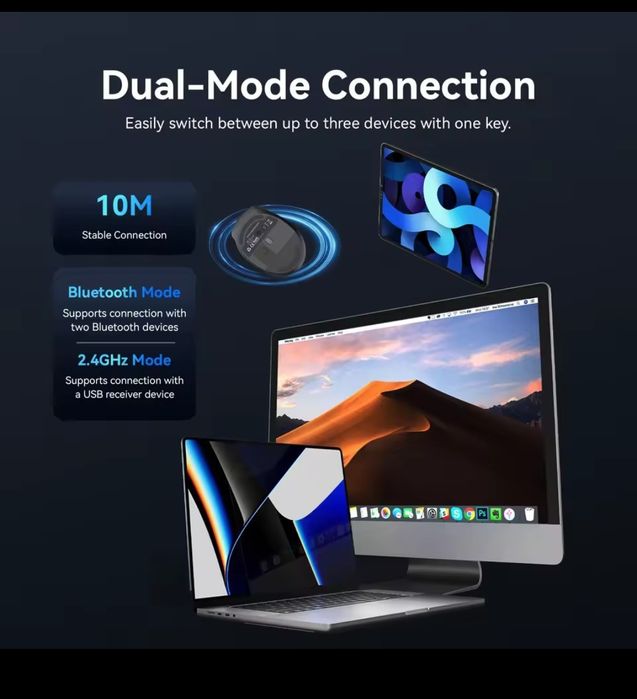 Vention Мышь 2.4 ghz bluetooth 5.1 — 6 кнопок, 3 девайса