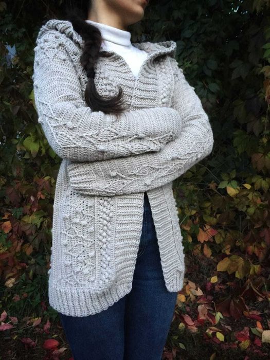 Kardigan sweter ręcznie robiony handmade rękodzieło na szydełku