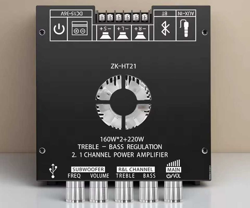 Усилитель Підсилювач Bluetooth ZK-HT21 2x160W+220W на TDA7498E 12-36В